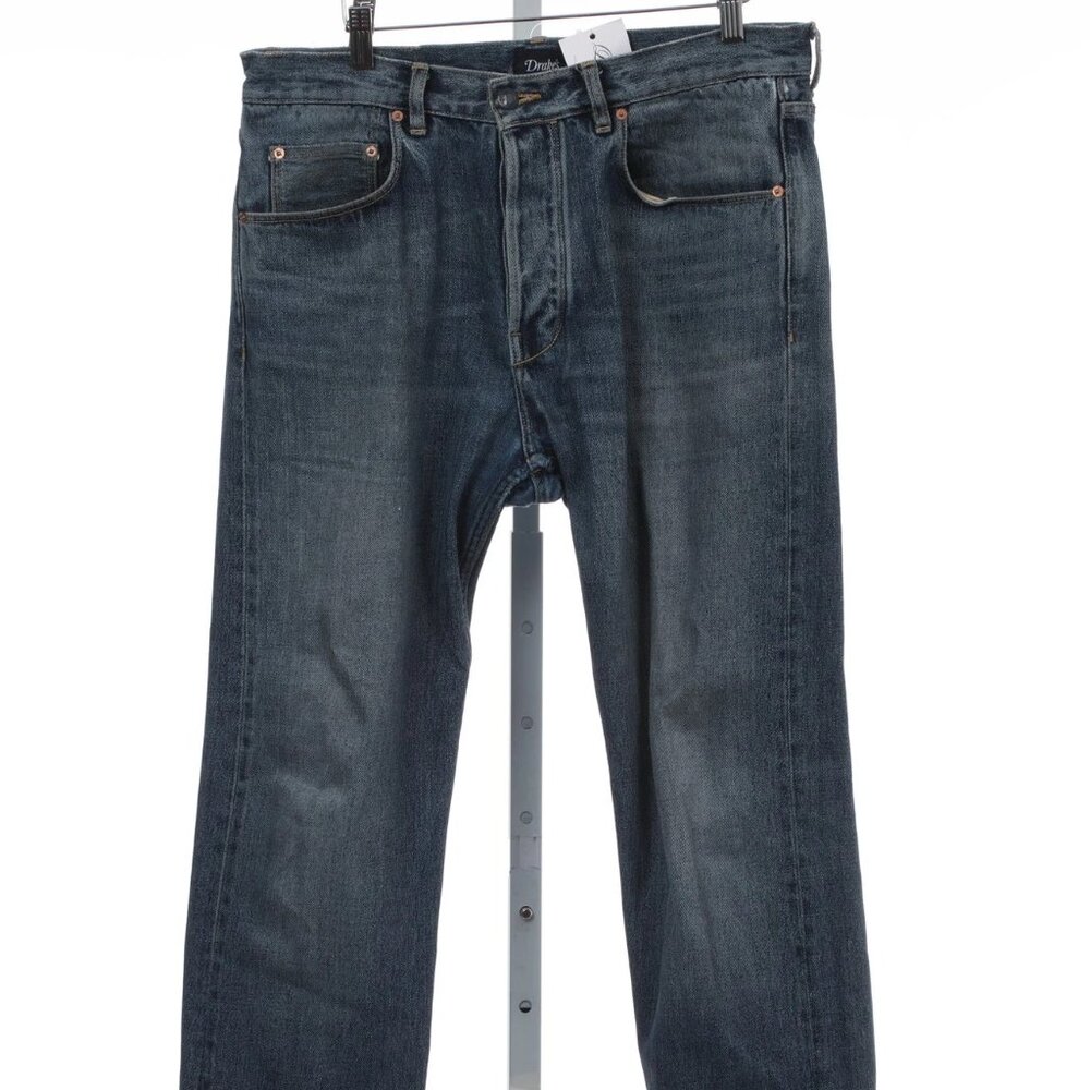 Drakes London Soft Antiqued Faded Mod. 3 Indigo Selvedge Jeans 33 NR